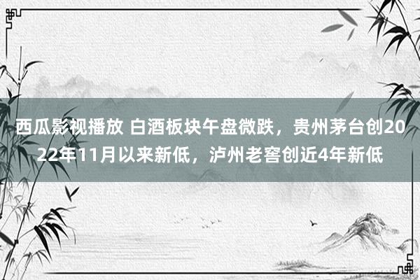 西瓜影视播放 白酒板块午盘微跌，贵州茅台创2022年11月以来新低，泸州老窖创近4年新低