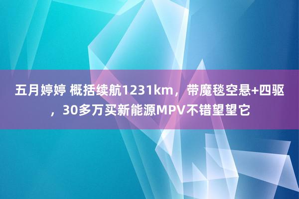 五月婷婷 概括续航1231km，带魔毯空悬+四驱，30多万买新能源MPV不错望望它