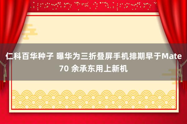 仁科百华种子 曝华为三折叠屏手机排期早于Mate70 余承东用上新机