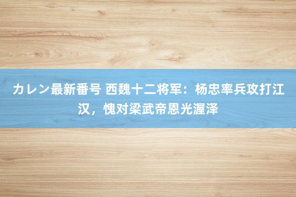 カレン最新番号 西魏十二将军：杨忠率兵攻打江汉，愧对梁武帝恩光渥泽