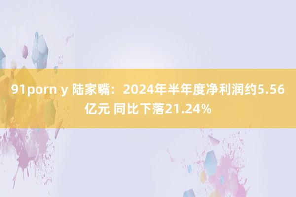 91porn y 陆家嘴：2024年半年度净利润约5.56亿元 同比下落21.24%